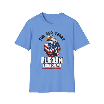 Solid American Muscle - For 250 Years Flexin Freedom! - USA Eagle 4th of July T-Shirt