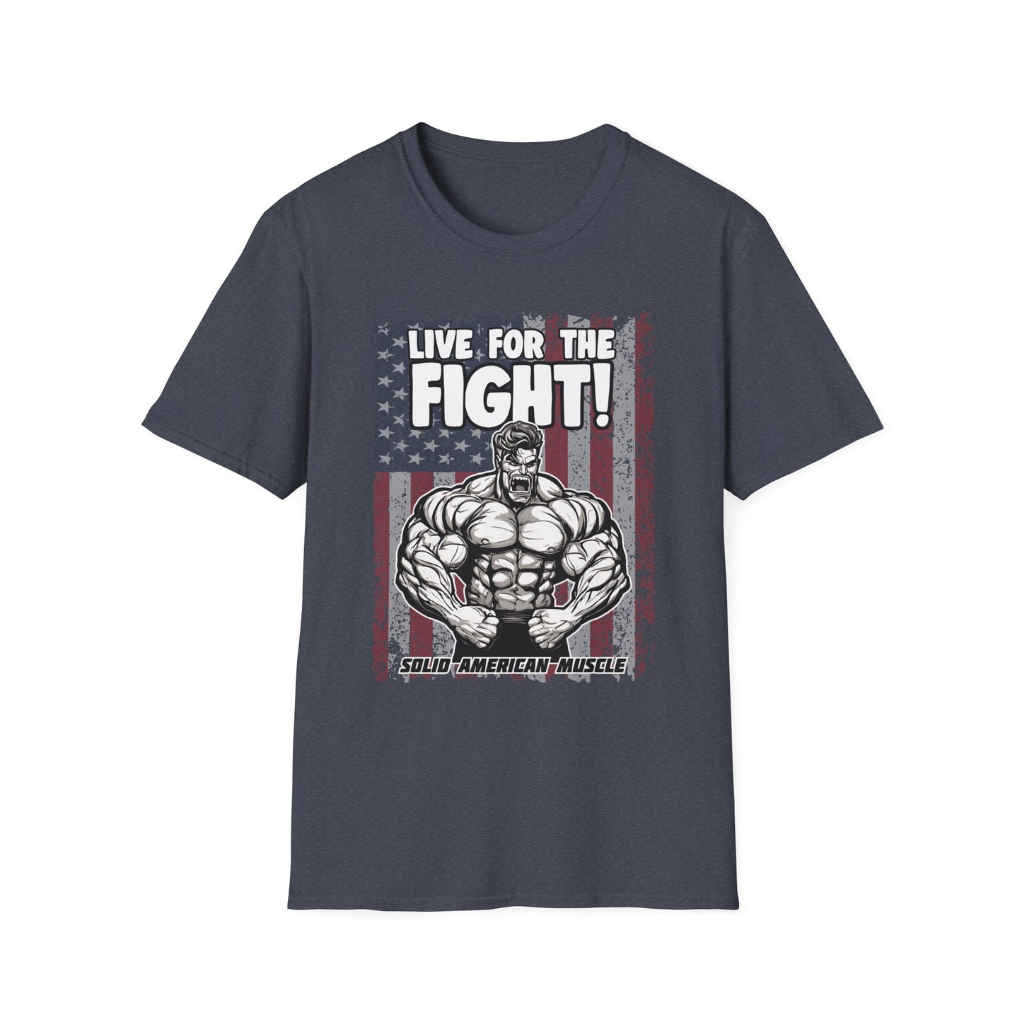 Solid American Muscle - Live for the Fight - USA Flag T-Shirt