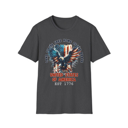 Patriot Collection - Land of the Free Home of the Brave - USA Flag Eagle T-Shirt