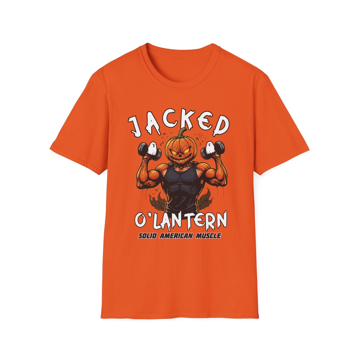 Solid American Muscle - Jacked O'Latern - Halloween Pumpkin T-Shirt