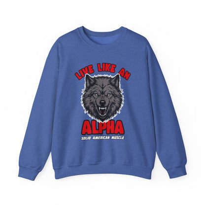 Solid American Muscle - Live Like an Alpha - Gray Wolf Sweatshirt