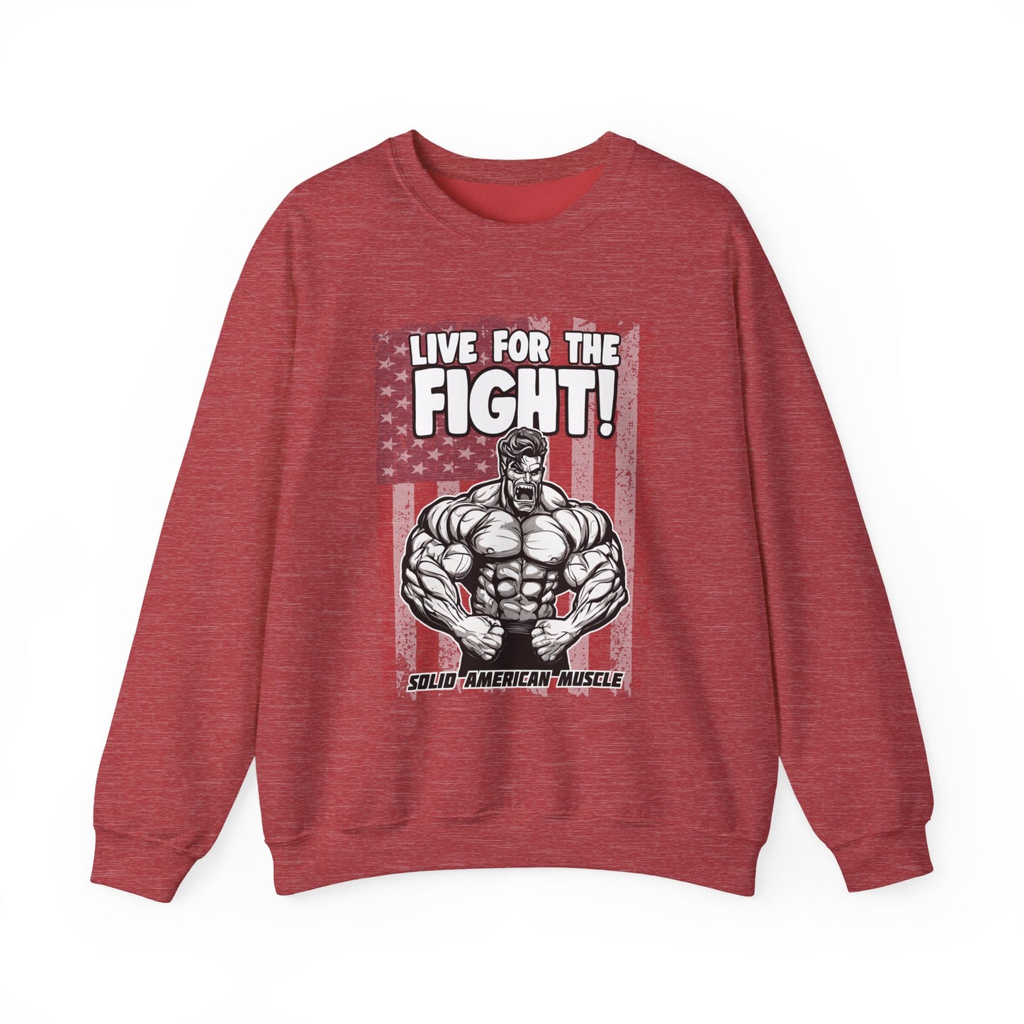 Solid American Muscle - Live For The Fight - USA Flag Sweatshirt
