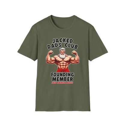Solid American Muscle - Jacked Dads Club - Founding Member - Father's Day T-Shirt