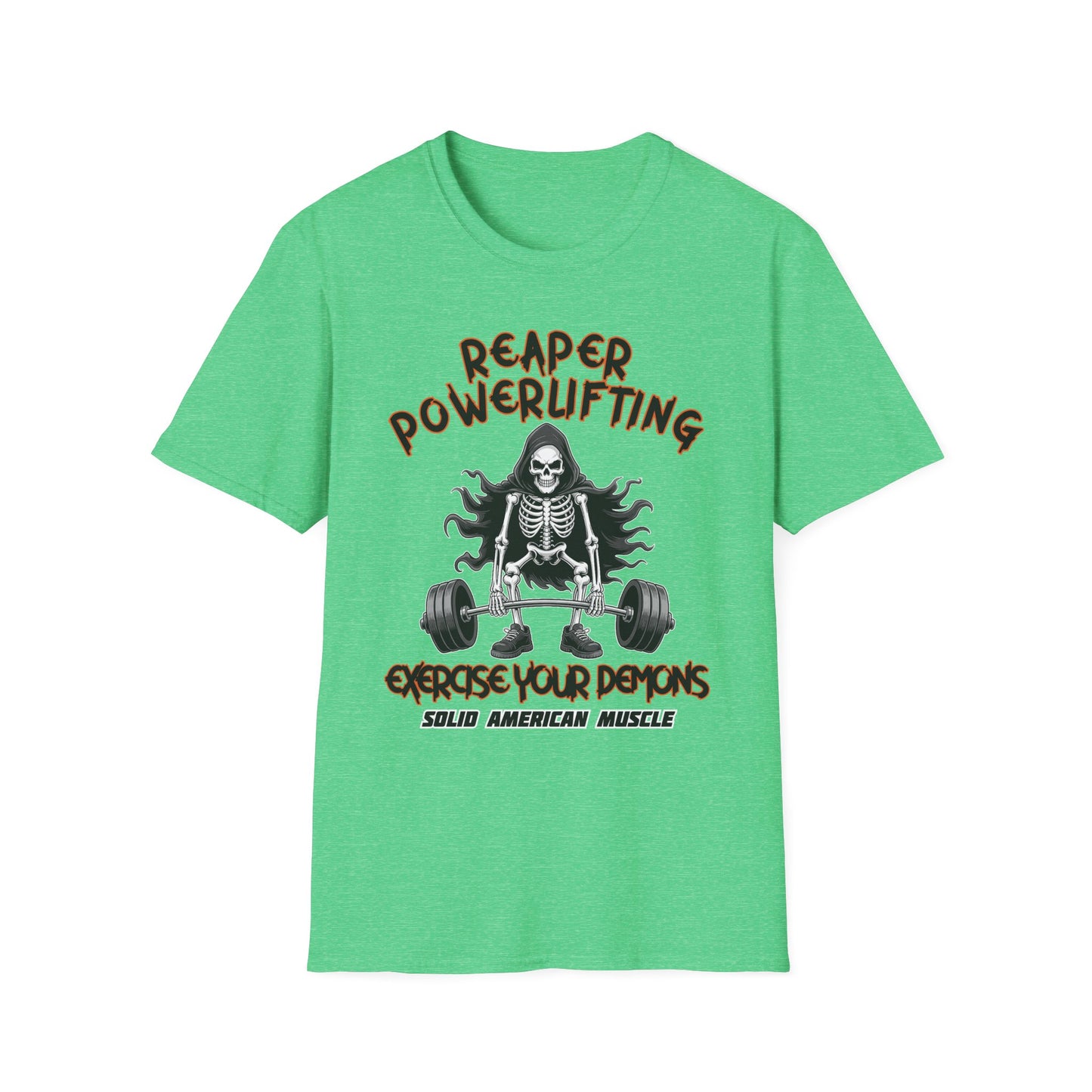 Solid American Muscle - Reaper Powerlifting - Grim Reaper Halloween Gym T-Shirt
