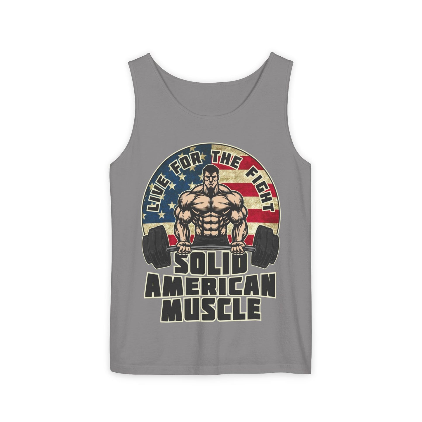 Solid American Muscle - Live for the Fight - Rustic Logo - Tank Top