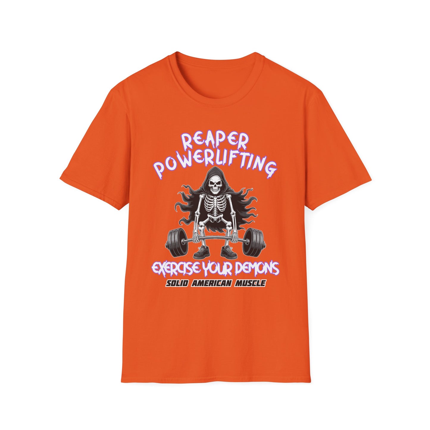 Solid American Muscle - Reaper Powerlifting - Grim Reaper Halloween Gym T-Shirt