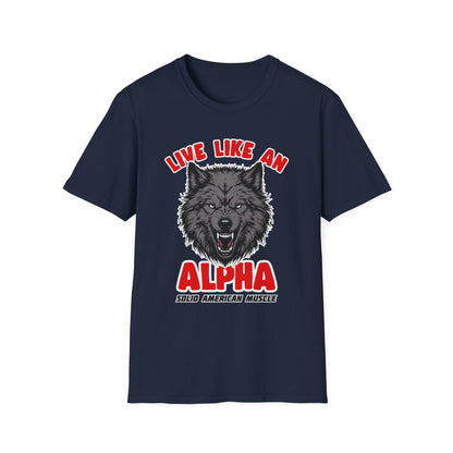 Solid American Muscle - Live Like an Alpha - Gray Wolf T-Shirt