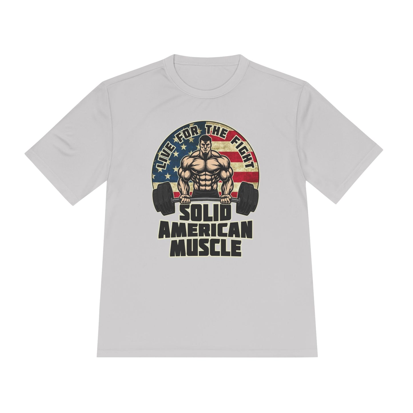 Solid American Muscle - Live for the Fight - Rustic Logo Moisture Wicking T-Shirt