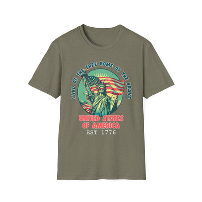 Patriot Collection - Land of the Free Home of the Brave - Statue of Liberty Patriotic T-Shirt
