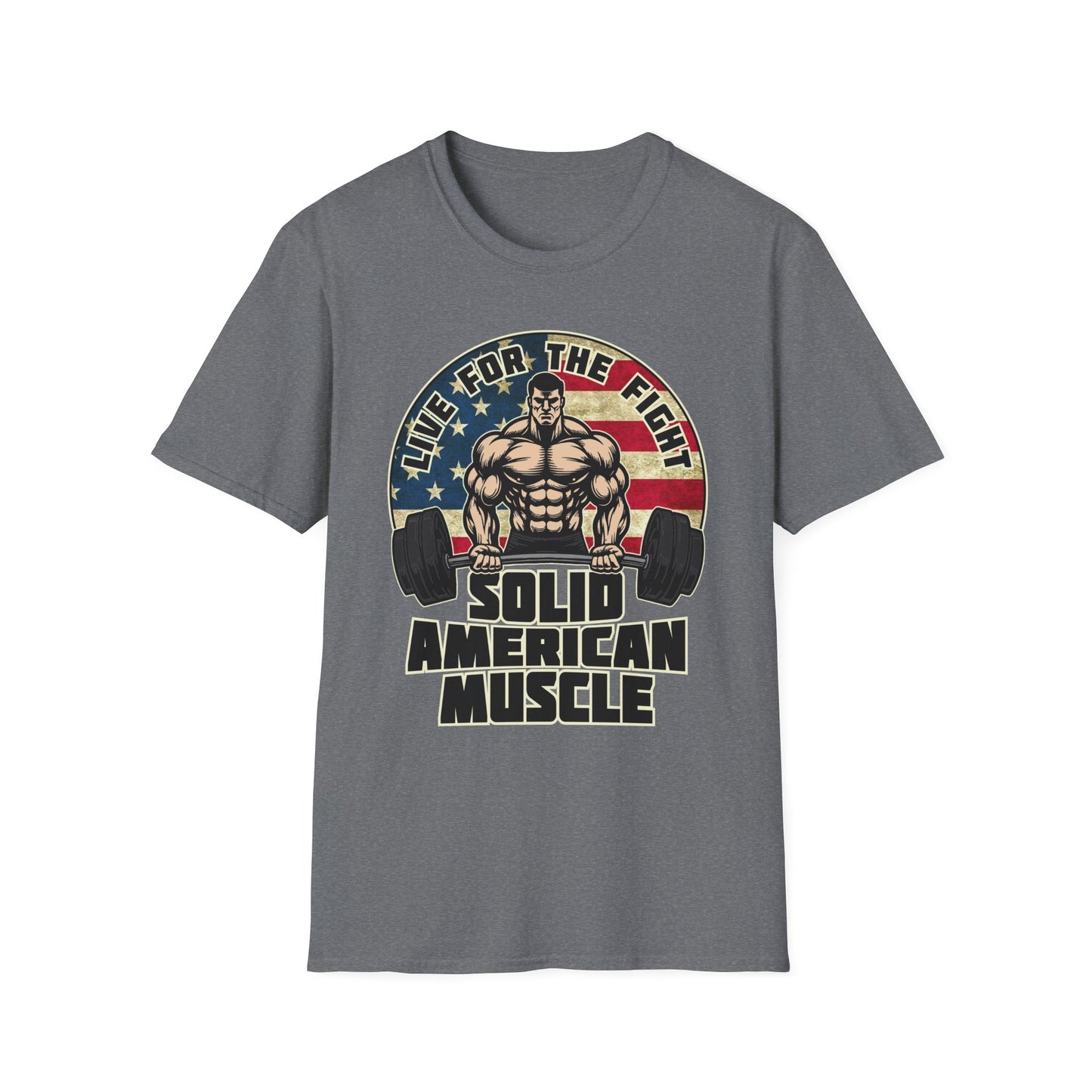 Solid American Muscle - Live for the Fight - Rustic Logo T-Shirt
