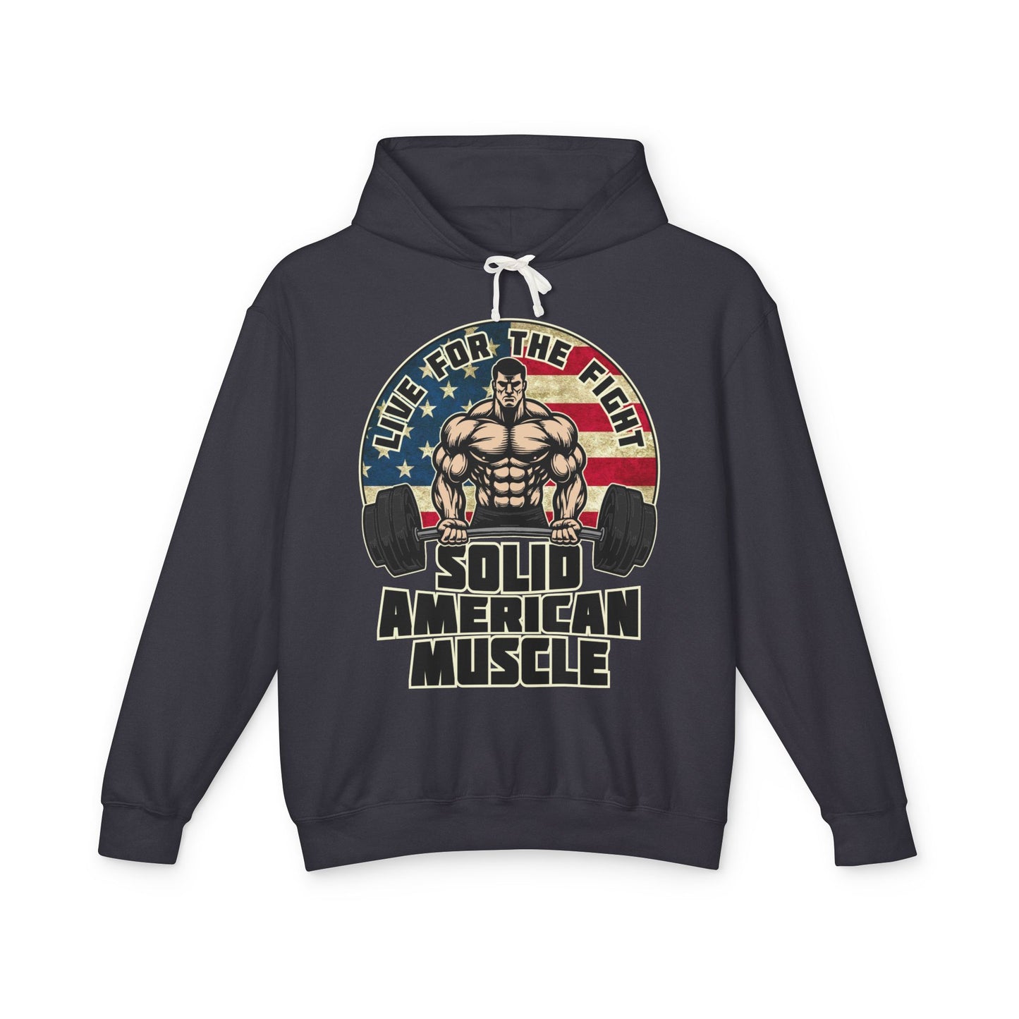 Solid American Muscle - Live for the Fight - Rustic Logo - Gym Hoodie / Pullover