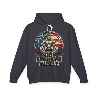 Solid American Muscle - Live for the Fight - Rustic Logo - Gym Hoodie / Pullover
