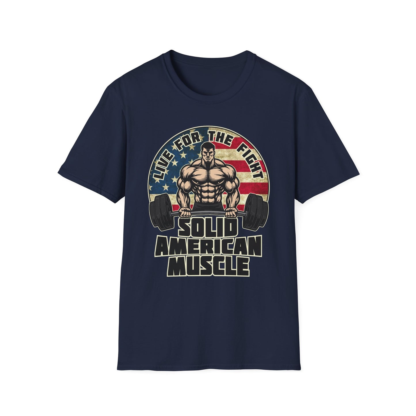 Solid American Muscle - Live for the Fight - Rustic Logo T-Shirt