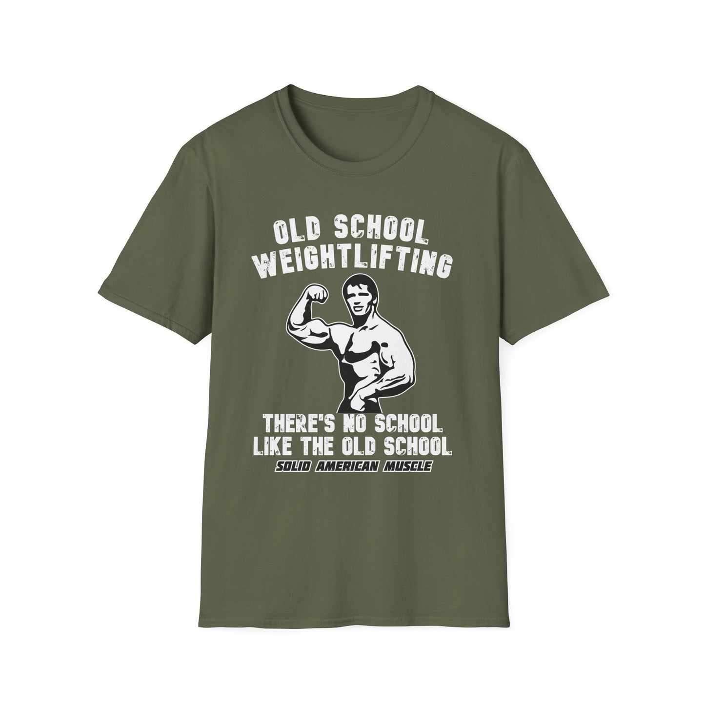 Solid American Muscle - Old School Weightlifting - There's No School Like The Old School - Vintage T-Shirt
