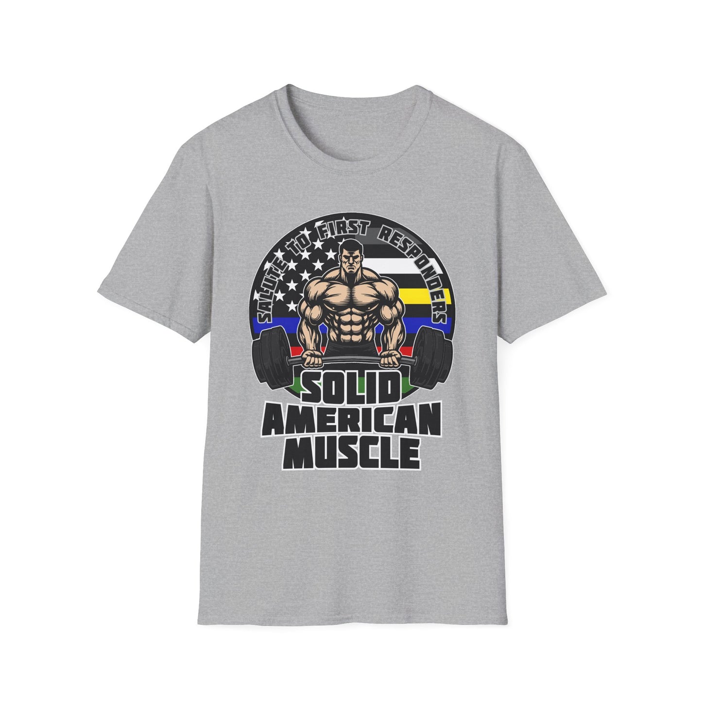 Solid American Muscle - Salute to First Responders - Logo T-Shirt