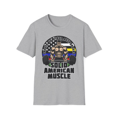 Solid American Muscle - Salute to First Responders - Logo T-Shirt