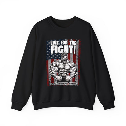 Solid American Muscle - Live For The Fight - USA Flag Sweatshirt