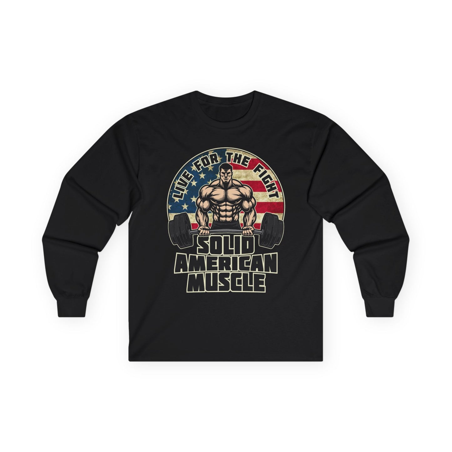 Solid American Muscle - Live for the Fight - Rustic Logo Long Sleeve T-Shirt