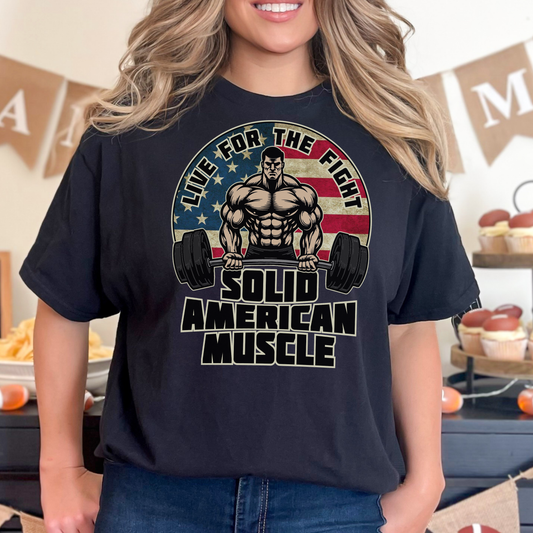 Solid American Muscle - Live for the Fight - Rustic Logo T-Shirt