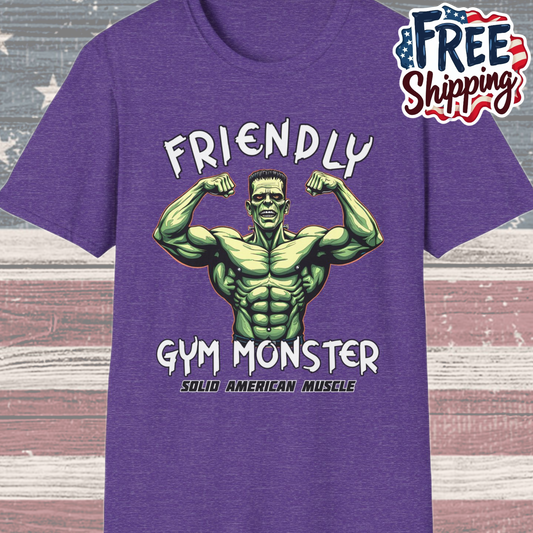 Solid American Muscle - Friendly Gym Monster - Halloween Frankenstein's Monster T-Shirt