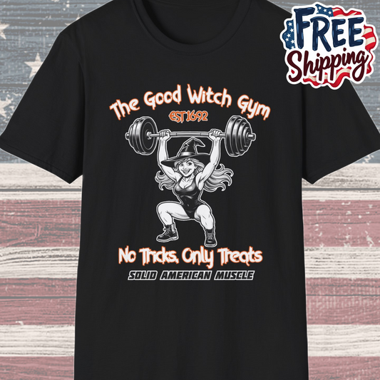 Solid American Muscle - The Good Witch Gym - Halloween Witch T-Shirt
