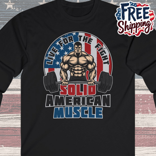 Solid American Muscle - Live for the Fight - Logo Long Sleeve T-Shirt