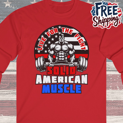 Solid American Muscle - Thin Red Line Tribute Logo - Fire Fighter/First Responder Long Sleeve T-Shirt