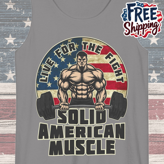 Solid American Muscle - Live for the Fight - Rustic Logo - Tank Top