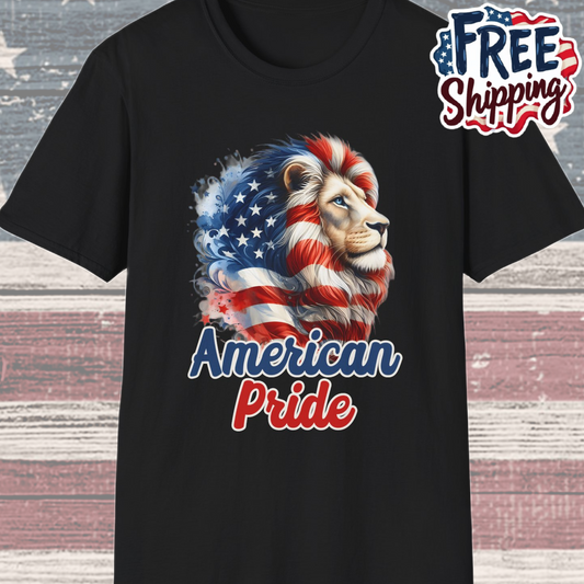 Patriot Collection - American Pride - USA Flag - Lion - T-Shirt