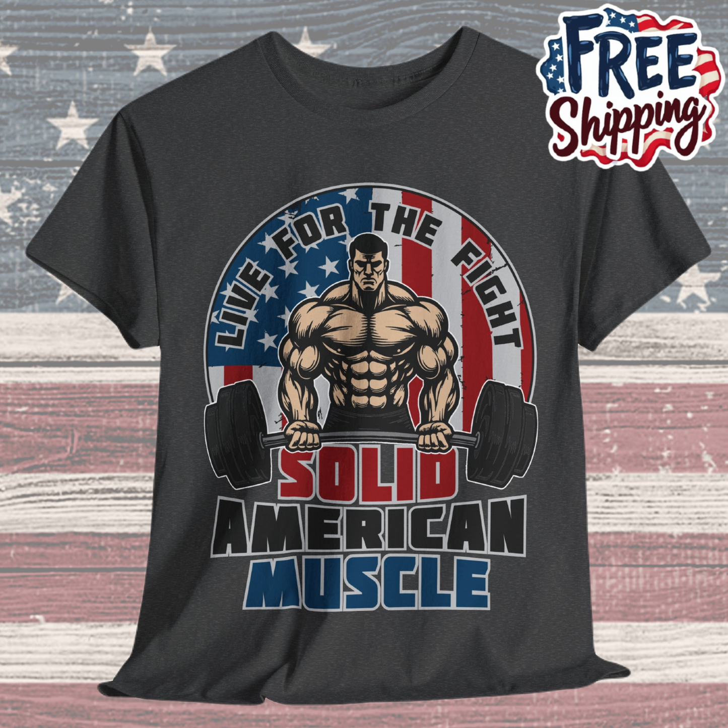 Solid American Muscle - Live for the Fight - Logo - Budget T-Shirt / Pump Cover