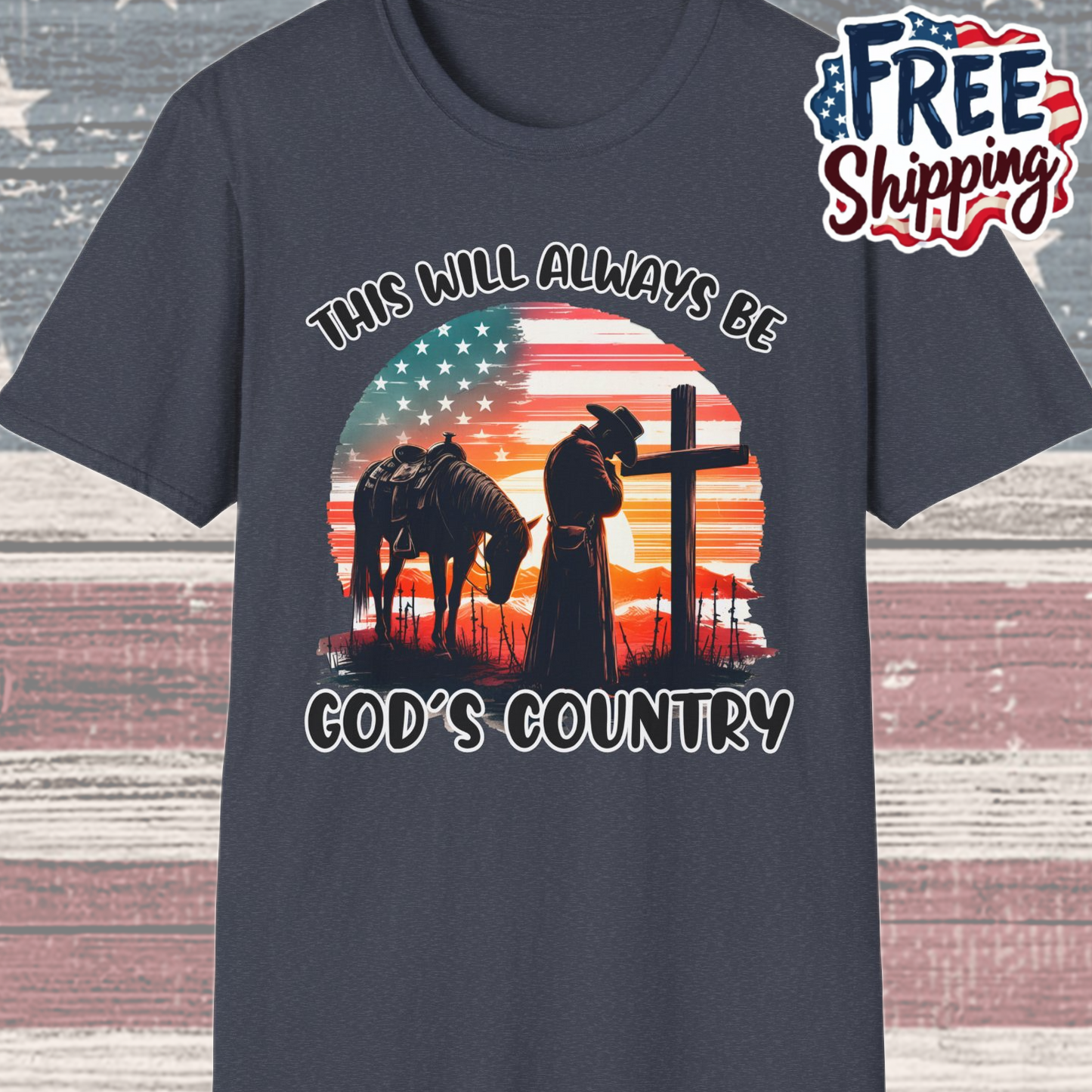 Patriot Collection - God's Country - Western Cross - T-Shirt