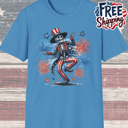 Patriot Collection - Dancing Skeleton  - Uncle Sam - USA Fireworks - T-Shirt