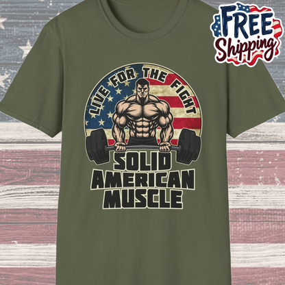 Solid American Muscle - Live for the Fight - Rustic Logo T-Shirt