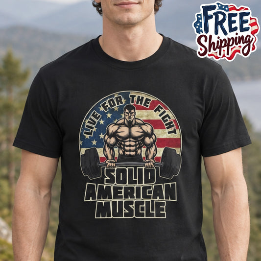 Solid American Muscle - Live for the Fight - Rustic Logo T-Shirt
