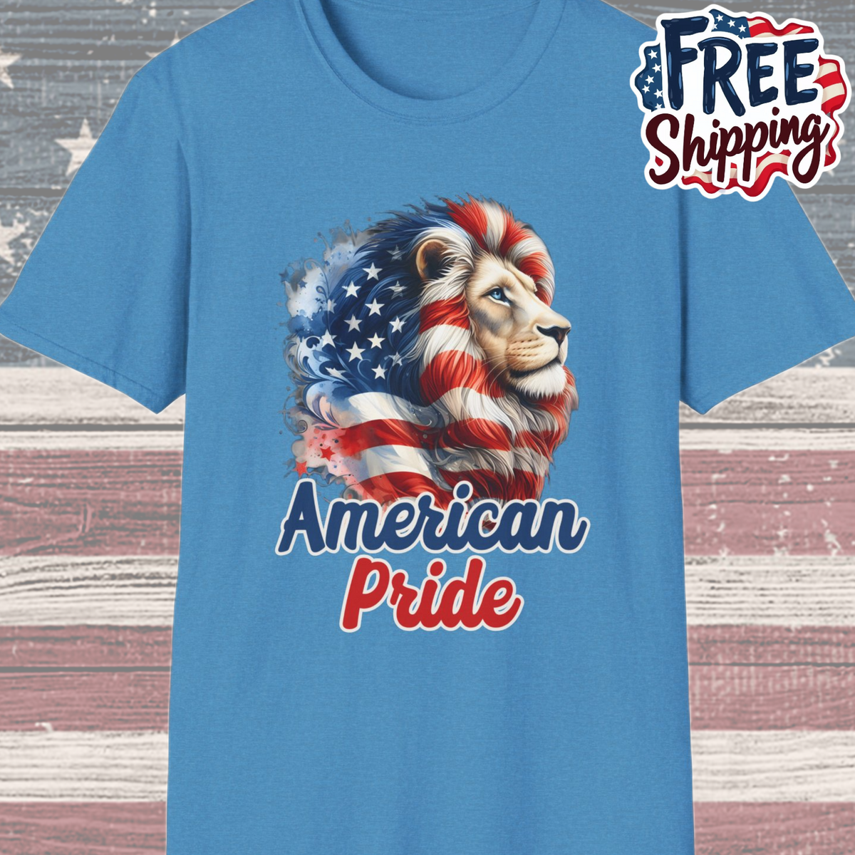 Patriot Collection - American Pride - USA Flag - Lion - T-Shirt