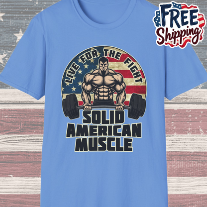 Solid American Muscle - Live for the Fight - Rustic Logo T-Shirt