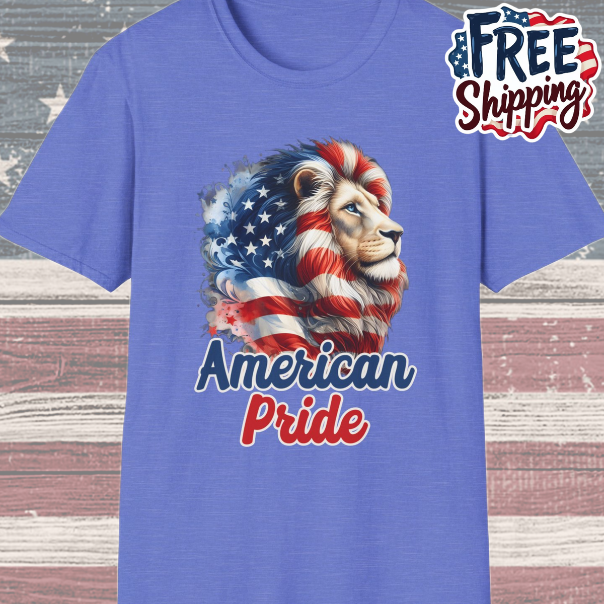 Patriot Collection - American Pride - USA Flag - Lion - T-Shirt