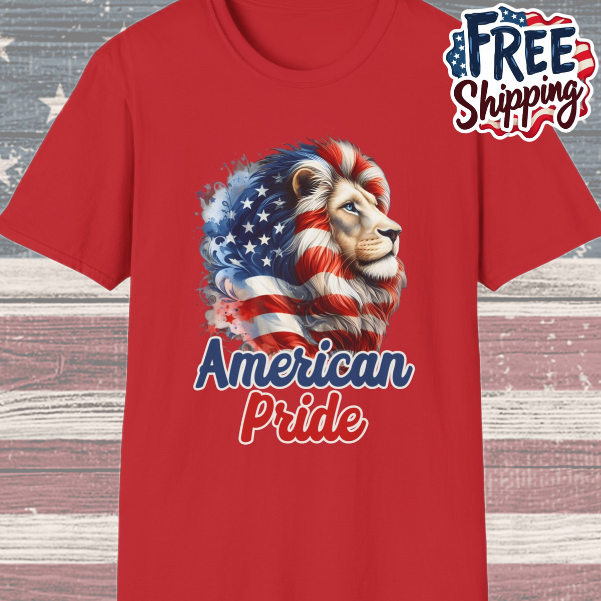 Patriot Collection - American Pride - USA Flag - Lion - T-Shirt