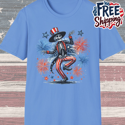 Patriot Collection - Dancing Skeleton  - Uncle Sam - USA Fireworks - T-Shirt