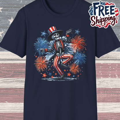 Patriot Collection - Dancing Skeleton  - Uncle Sam - USA Fireworks - T-Shirt