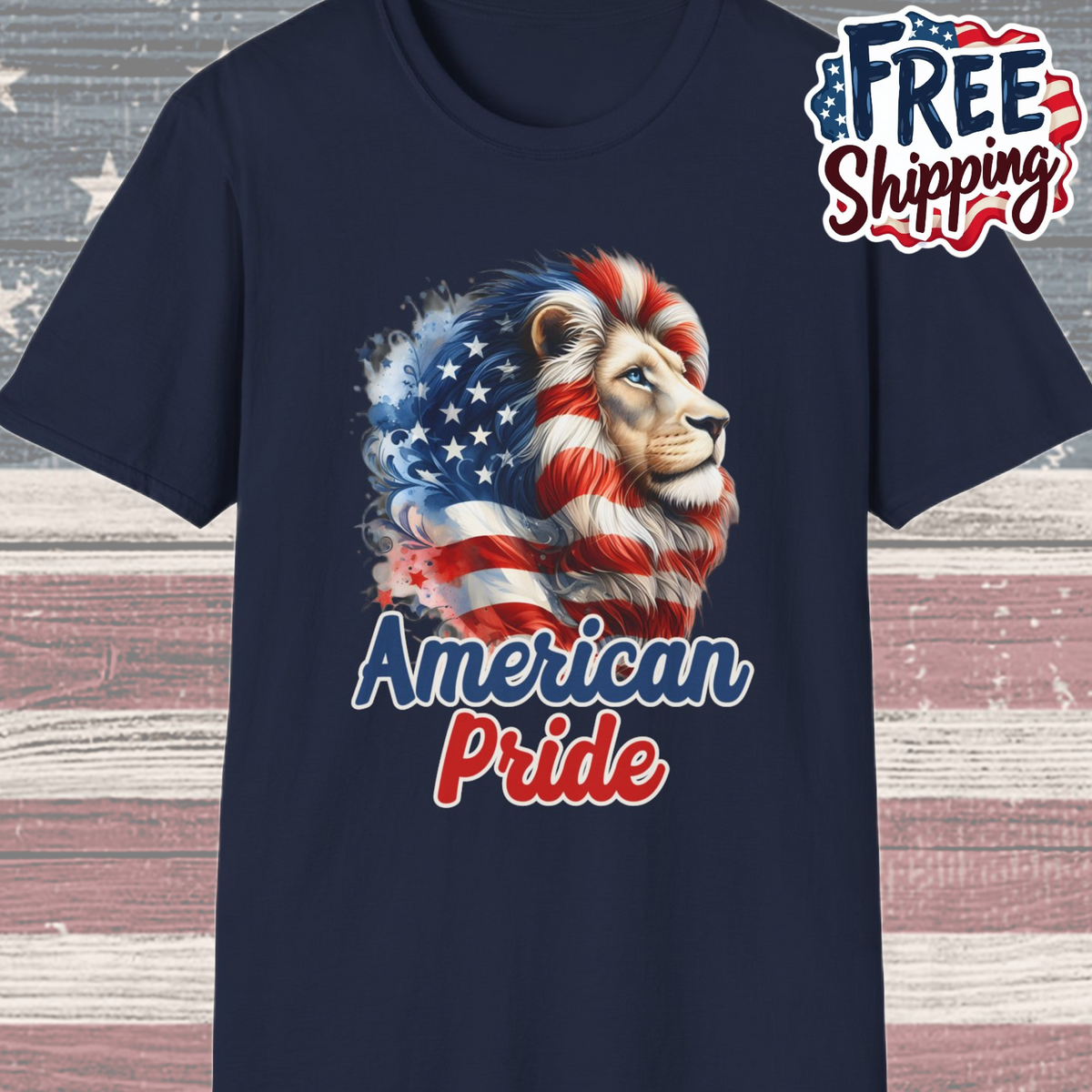 Patriot Collection - American Pride - USA Flag - Lion - T-Shirt