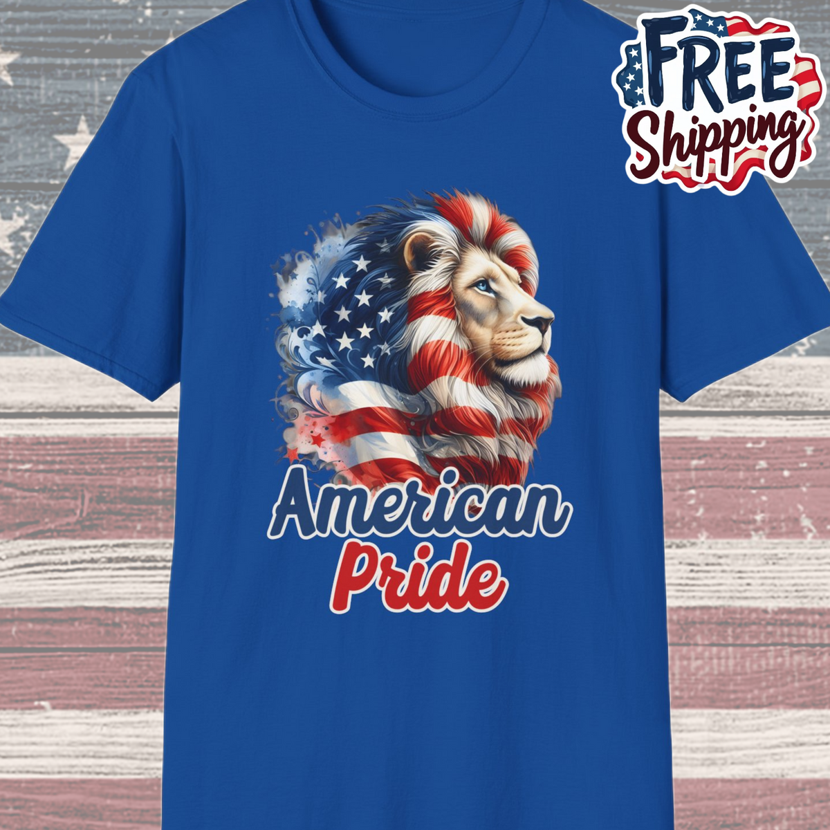 Patriot Collection - American Pride - USA Flag - Lion - T-Shirt