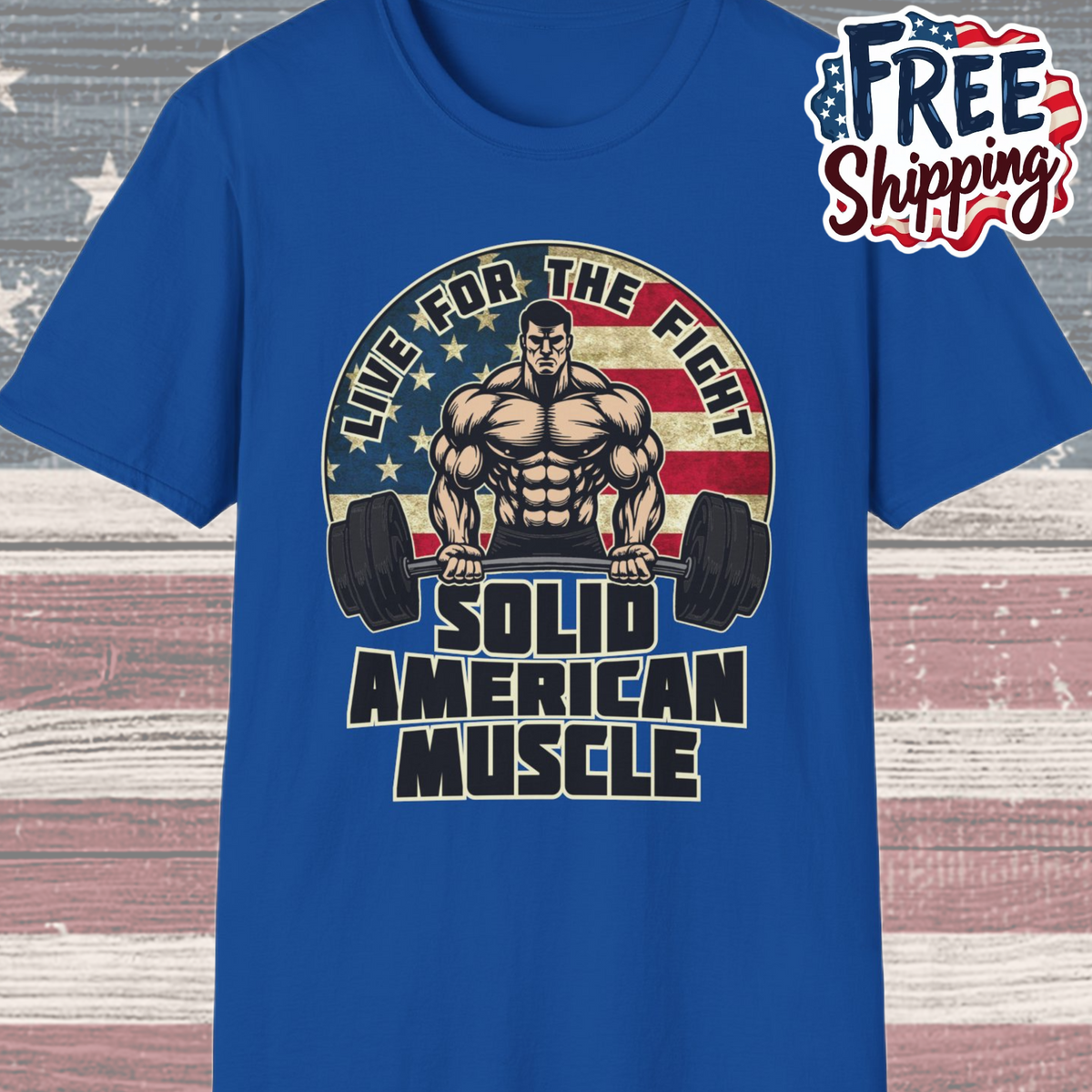 Solid American Muscle - Live for the Fight - Rustic Logo T-Shirt