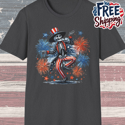 Patriot Collection - Dancing Skeleton  - Uncle Sam - USA Fireworks - T-Shirt