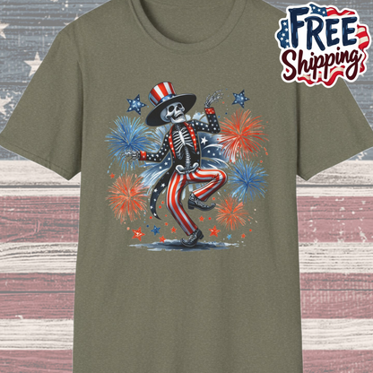 Patriot Collection - Dancing Skeleton  - Uncle Sam - USA Fireworks - T-Shirt