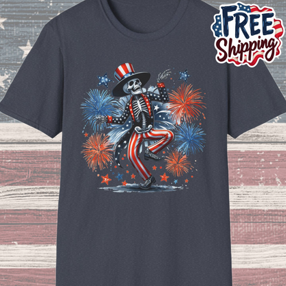 Patriot Collection - Dancing Skeleton  - Uncle Sam - USA Fireworks - T-Shirt