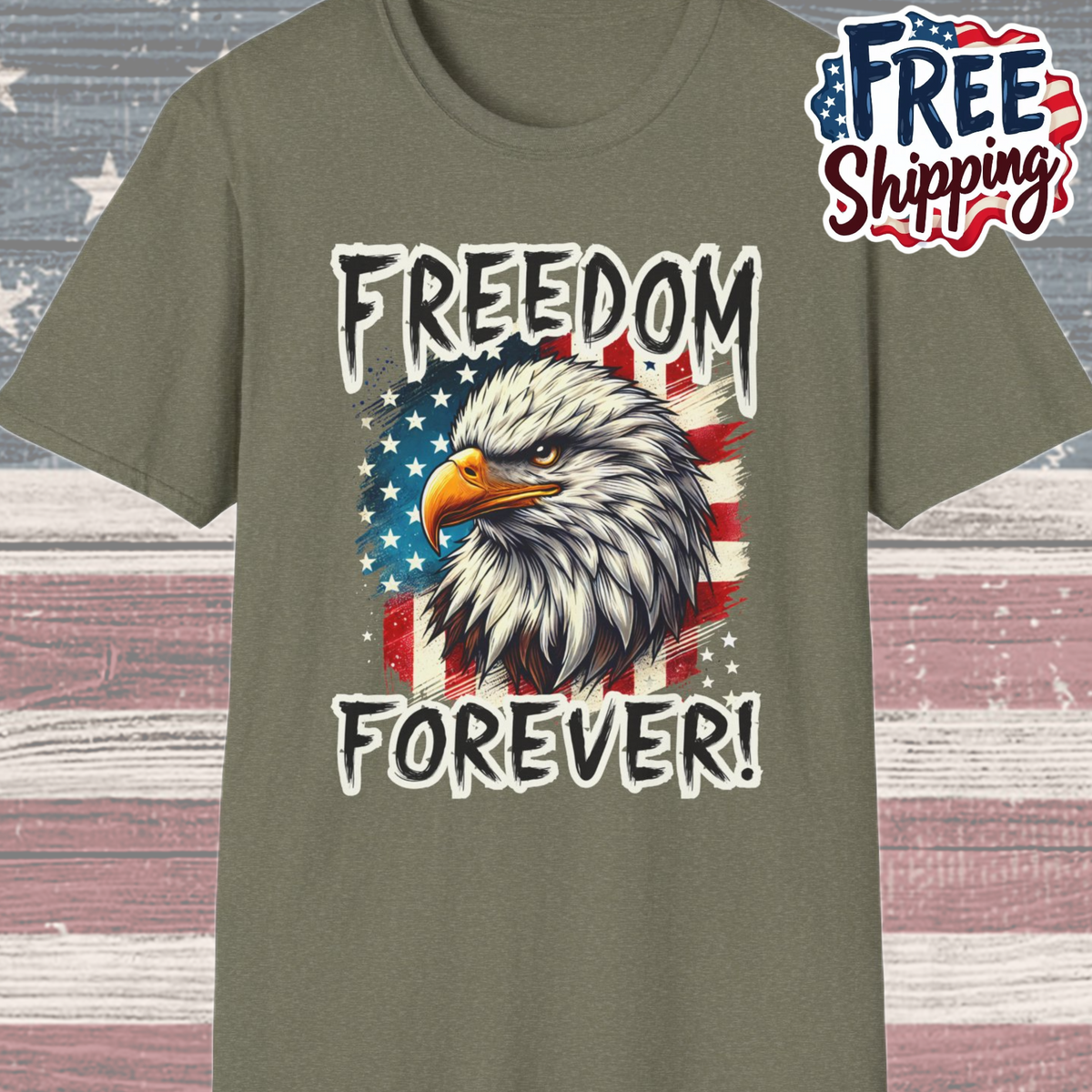Patriot Collection - Freedom Forever! - USA Flag - Bald Eagle - T-Shirt
