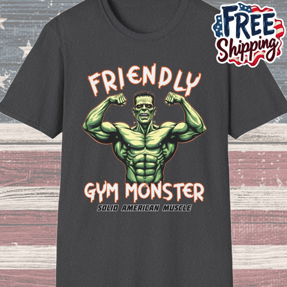 Solid American Muscle - Friendly Gym Monster - Halloween Frankenstein's Monster Gym T-Shirt