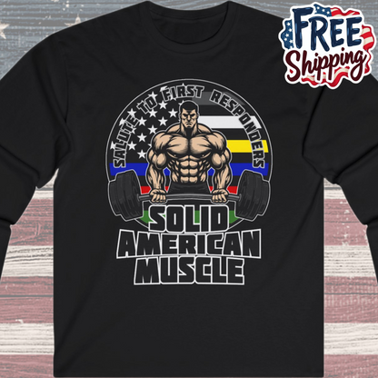 Solid American Muscle - Salute to First Responders - Logo Long Sleeve Tee