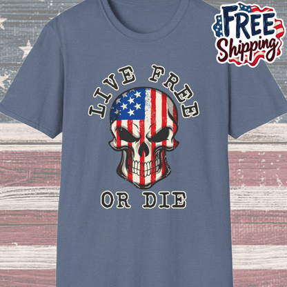 Patriot Collection - Live Free or Die - USA Skull - T-Shirt